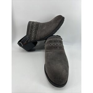 Earth Origins Candy‎ Clogs Grey Suede Buckle Back Women's Size 11